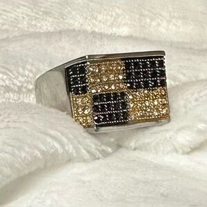 Men’s Black & Gold Zirconia Steel Ring